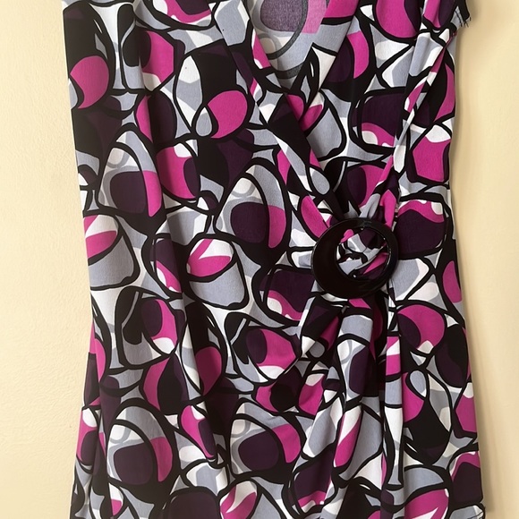 CAROLE LITTLE WOMENS V-NECK PURPLE FASHION TANK TOP WITH MOCK BELT SMALL - Picture 3 of 5